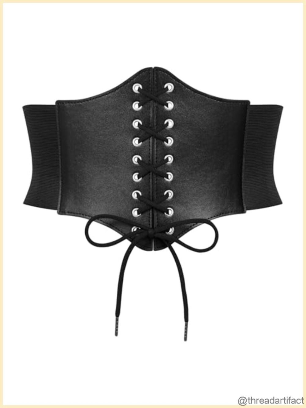Faux Leather Elastic Wide Corset Waist Belt Lace-up Waspie Costume